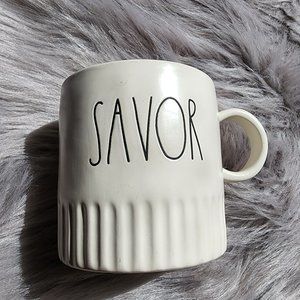 Rae Dunn by Magenta SAVOR wider mug with ridged bottom